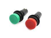 2Pcs Panel Mount 2 Terminal Red Green Round Head Machine Tool Button Switch