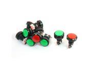 10Pcs Panel Mount Red Green Lamp Round Head SPST 4P Momentary Game Button Switch