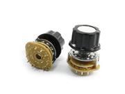 2 Pcs 9mm Thread 15 Terminals Panel Mount 3 Pole 4 Position Select Rotary Switch