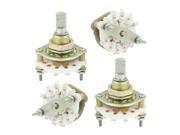 4pcs 6mm Dia Shaft 2P4T One Deck Band Channel Rotary Switch Selector