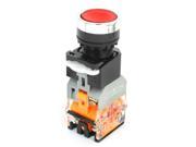 DPST Latching Round Head Operator Red Light Push Button Switch 660V 10A