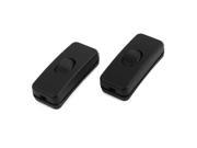 AC 250V 2A Black Plastic ON OFF Button In Line Cord Switch 2 PCS