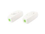 2 Pcs White Plastic OFF ON In Line Cord Lamp Switch AC 250V 10 16A