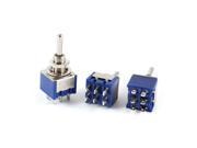 AC 3A 250V 6A 125V DPDT 3 Position ON Off ON Latching Toggle Switchs 3pcs