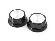 2 Pcs Black Silver Tone 36mm Top Rotary Knobs for 6mm Dia Shaft Potentiometer
