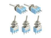 5Pcs 6mm Thread SPDT 3 Terminal Soldering Toggle Switch AC125V 6A