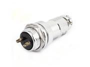 Unique Bargains 16mm GX16 2 Male Female Wire Panel Power Chassis Aviation Plug Silver Tone