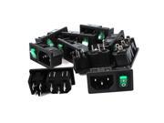 10 Pcs 3 Pin Green Light Panel Rocker Switch IEC320 C14 Power Socket AC 10A 250V