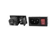 AC 10A 250V ON OFF Red Button Rocker Switch IEC320 C14 Inlet Power Socket 2 Pcs