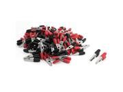 100pcs Red Black Plastic Coated Handle Insulated Alligator Clips 34mm
