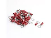 50pcs RV1.25 6 Ring Tongue Type Pre Insulated Terminals Red for AWG 22 16