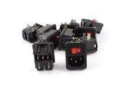 10 Pcs 3 Pin SPST Red Light Rocker Switch IEC320 C14 Power Socket AC 10A 250V