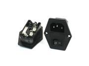 2 Pcs Black 4P Solder Rocker Switch Fuse Holder IEC320 C14 Inlet Power Socket