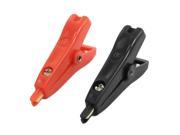 2Pcs Red Black Plastic Coated Test Clamp Flat Mouth Alligator Clamp