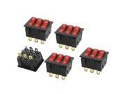 5pcs Illuminated Red Light 3 SPST On Off Boat Rocker Switches AC250V 16A 30A