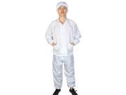 Unisex White Long Sleeve Zip Up Stripes Pattern Anti Static Overalls Suit M