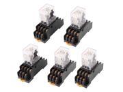 AC 24V Coil 4PDT 14 Pin Red LED General Purpose Power Relay 5 Pcs w Socket
