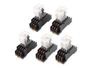 AC 110 120V Coil 4PDT 14 Pin Red LED General Purpose Power Relay 5 Pcs w Socket