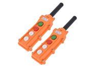COB61A Up Down 2 Ways Orange Red Rainproof Hoist Crane Pushbutton Switch 2 PCS