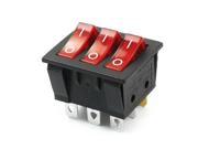 AC250V 16A 30A Three SPST 2 Position 3 Button Red Lamp Rocker Switch