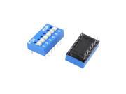 2 Pcs PCB Mount 6 Positions 2.54mm Spacing Slide Type DIP Switch Blue