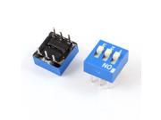 Slide Type Dual Row 6pin Terminals 3 Positions DIP Switch Blue 2 Pcs