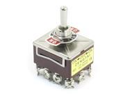 AC 380V 10A ON OFF ON 3 Positions 12 Pin Latching Toggle Switch 4PDT Brick Red