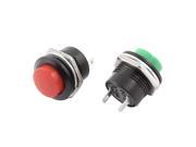 2pcs 15mm Panel Mounting 2 Terminals Momentary Black Push Button Switch SPST