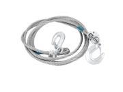 Silver Tone 5T 4 Meters Steel Wire Tow Rope Strap w 2 Hooks for Car Van Auto