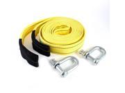 Yellow Nylon Flat 5M Belt 5 Ton Towing Strap w 2 Metal Hook for Truck Car