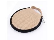 Beige Faux Leather 12 Capacity CD VCD DVD Bag Round Wallet Holder for Car Auto