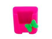 Car Red Bowknot Decor Green Silicone Adhesive Tape Phone Holder