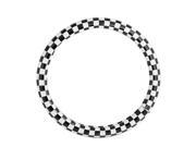 Car Truck Check Pattern Faux Leather Steering Wheel Cover Black White