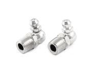 2 Pcs M10 Male Thread 90 Degree Grease Nipples Fittings Sliver Tone