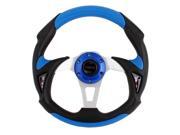 Lychee Pattern Faux Leather Coated 31cm Racing Steering Wheel Black Blue