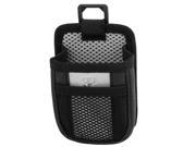 Car Auto Interior Black Silver Tone Meshy Style Air Vent Phone Holder Bag Pouch