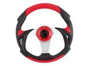 Unique Bargains 31cm Dia Faux Leather Grip Sports Racing Car Steering Wheel Black Red