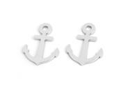 2 Pcs 3D Anchor Shaped Silver Tone Car Decoration Sticky Badge