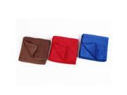 3 Pcs Blue Red Coffee Color Car Microfiber Cleaning Towel Cloth 65 x 33cm
