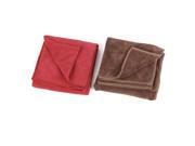 2 Pcs 33cm x 65cm Auto Car Furniture Cotton Red Coffee Color Cleaning Towel
