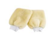 Auto Car Cleaning Elastic Caliber Plush Gloves Beige 2 Pcs