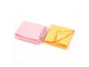 Pair Synthetic Chamois Cotton Auto Furniture Pink Yellow Suare Cleaning Towel
