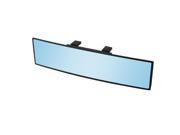 Black Plastic Frame Car Interior Blue Curved Glass Rearview Mirror 30CM Length