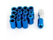 16 Pcs M12x1.5 Metal Hex Locking Lug Nuts Blue for Auto Car