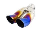 Unique Bargains 60mm Dual Burnt Slant Tip Stainless Steel Weld on Exhaust Muffler for Car