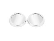 Pair Car Silver Tone Shell 40mm Wide Angle Round Rearview Blind Spot Mirror