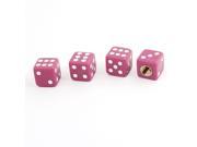 4 Pcs Pink Dice Style 7mm Dia Thread Tire Tyre Valve Caps Covers for Car