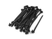 7mm Width Black Nylon Toothed Push Mount Cable Tie Auto Parts Fastener 40 Pcs
