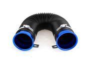 80mm Inter Dia Car Cold Air Intake Flexible Induction Pipe Hose Kit Blue Black