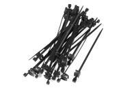30 Pcs 142mm x 6.4mm Black Nylon Auto Car Push Mount Wire Cable Tie